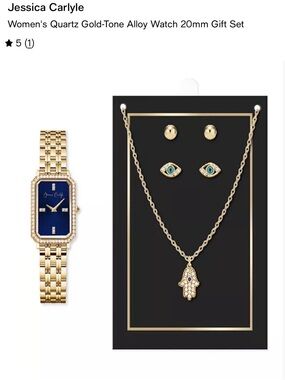 Jessica Carlyle Gold Watch Necklace Earring Set NIB HTF